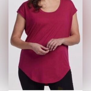 Woolx Gabi Merino Pink Cap Sleeve Relaxed Fit T-Shirt